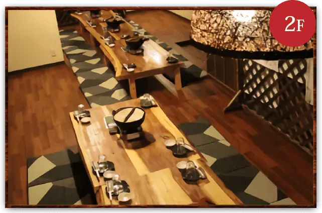 海鮮・魚料理専門店「魚小屋よしき」の宴会時テーブル取り例：をの１